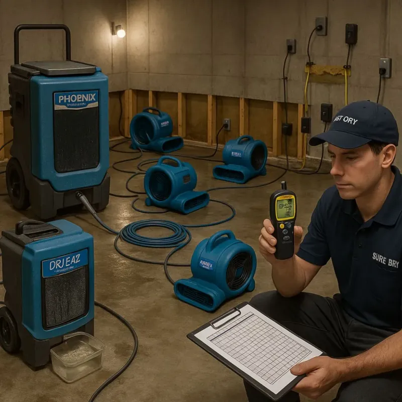 Structural Drying and Dehumidification process in Cranbury, NJ